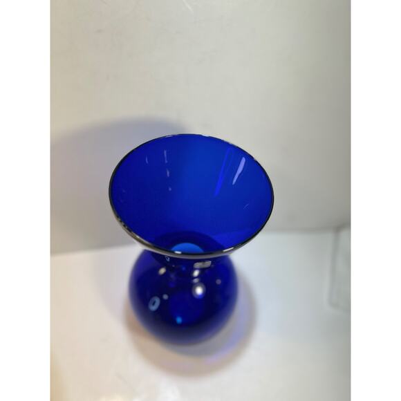 RARE- Vtg Pilgrim Glass 10" Hand Blown Cobalt Glass Vase-Mid Century Modern- - Picture 7 of 10